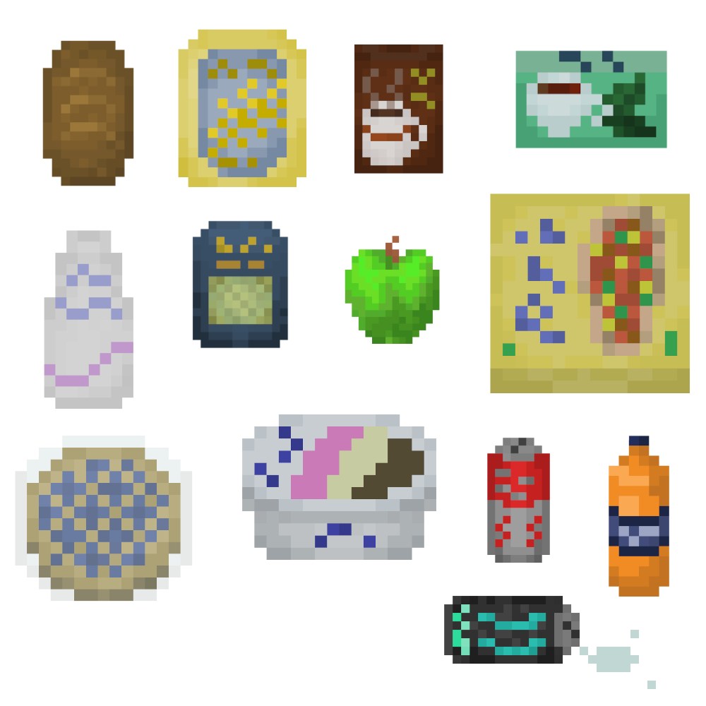 assortment of pixelart items